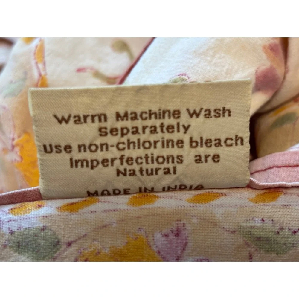 Couleur Nature Bruno Lamy Floral Cotton Tablecloth 72x59 Pink Yellow 2460